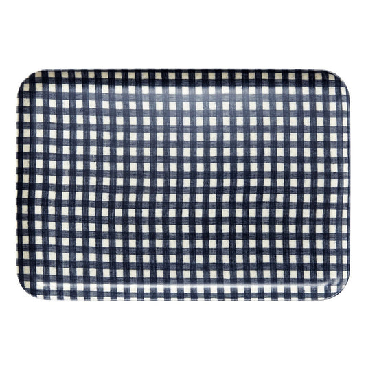 Plateau carreaux marine blanc- Taille L